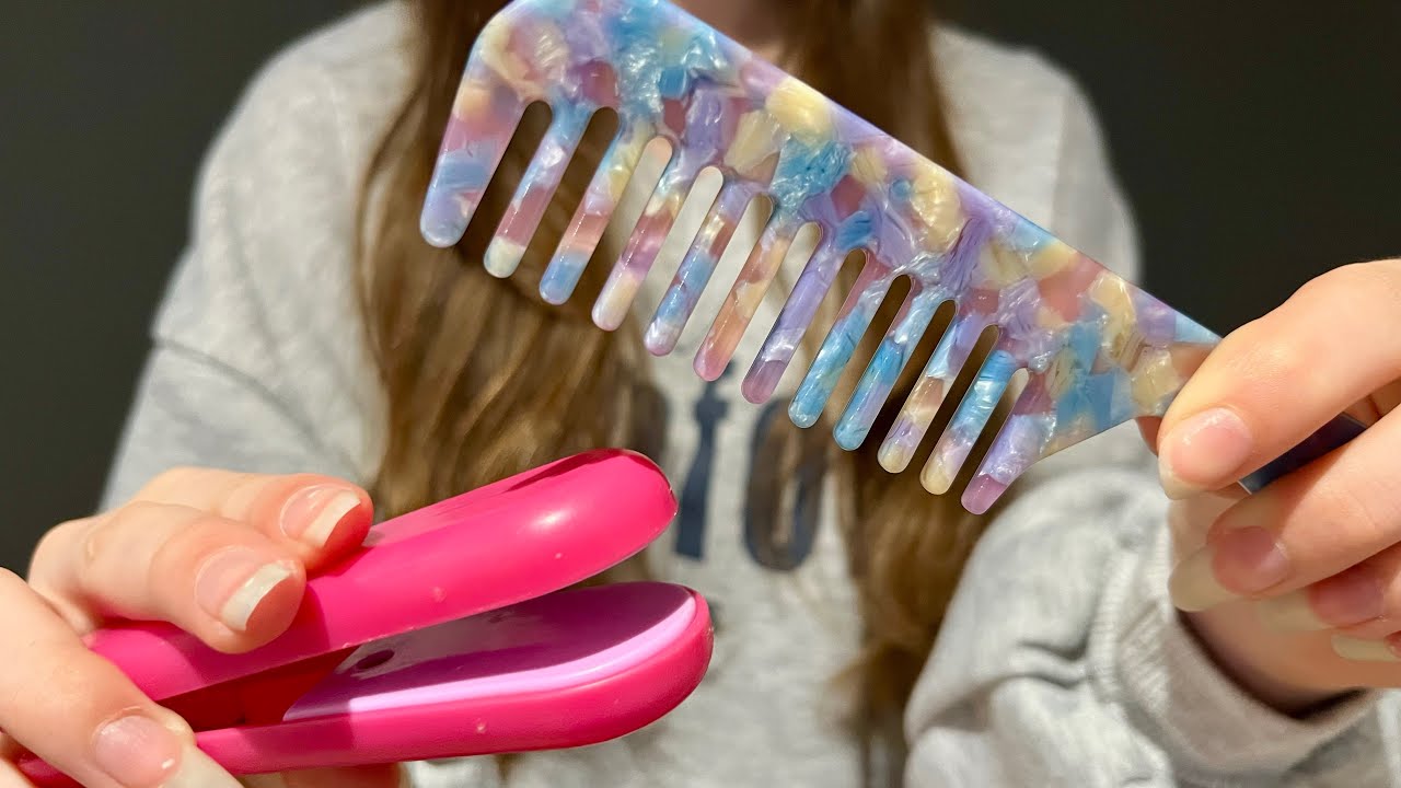 ASMR lo-fi straightening your hair | hair brushing | hair combing | camera combing | no talking