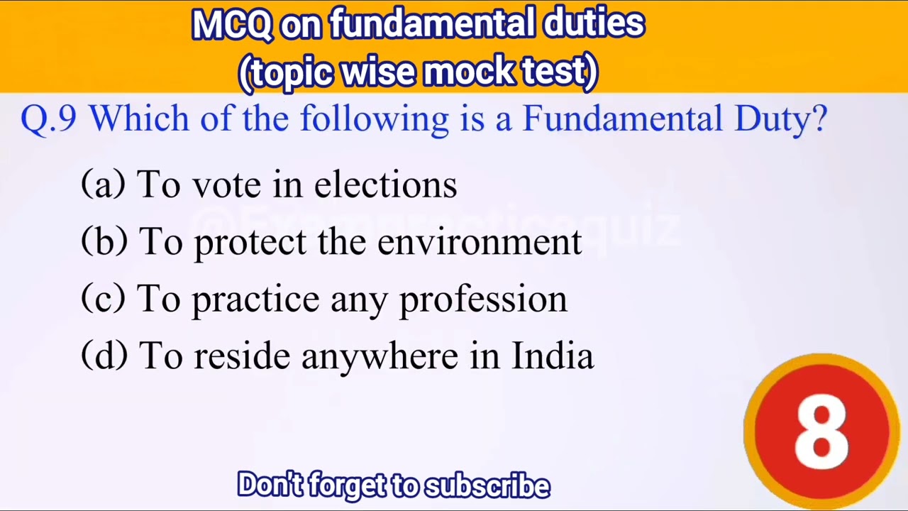 Fundamental Duties MCQ | Indian Polity GK/GS | Class 9-12 & Competitive Tests|