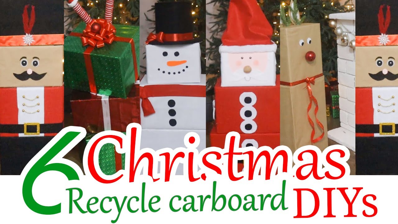 DIY Christmas decoration from recycled cardboard: Santa Claus, Snowman...