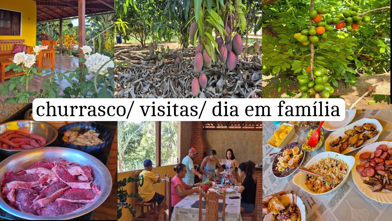 Meus sogros vieram almoçar conosco/ churrasco/ as lavouras castigadas pelo sol/ pomar produtivo 