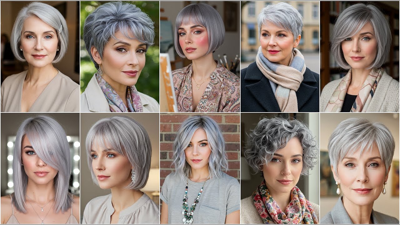 Gray Short Hair Styles - Trendy Women's Grey Short Hair Styles 2025 - Best Highlights for Gray Hair