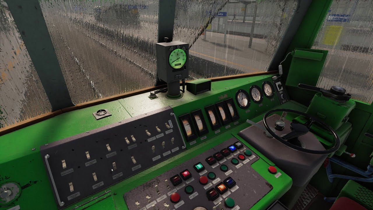 SimRail - The Railway Simulator: EU07 cab showcase in a storm