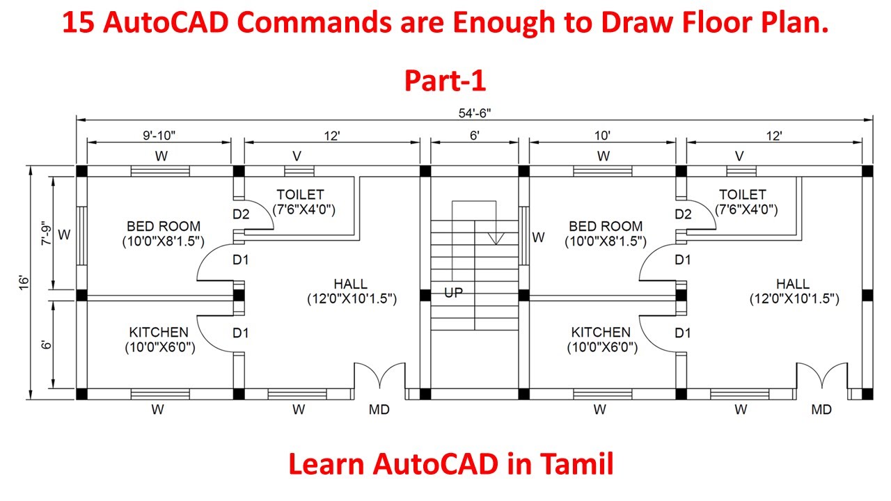 Simple Floor Plan in AutoCAD | Tamil