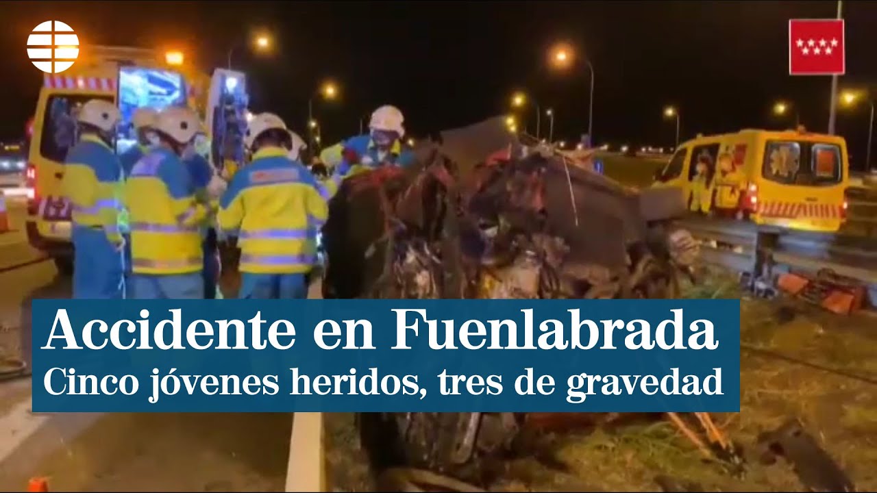 Cinco jóvenes heridos, tres de ellos graves, en un accidente de tráfico en Fuenlabrada