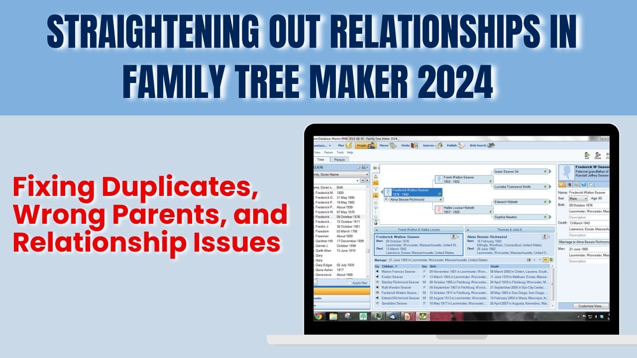 Выравнивание отношений в Family Tree Maker 2024 | Руководство по объединению, отсоединению и прис...