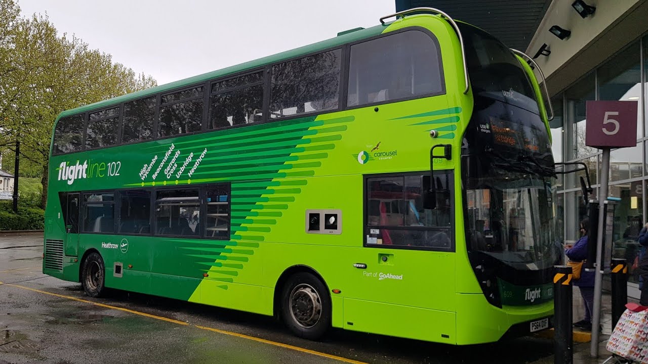 Full Ride: Bus Route 102 Heathrow Airport - High Wycombe. Flightline Enviro400 MMC 609 (PS64 OXF)