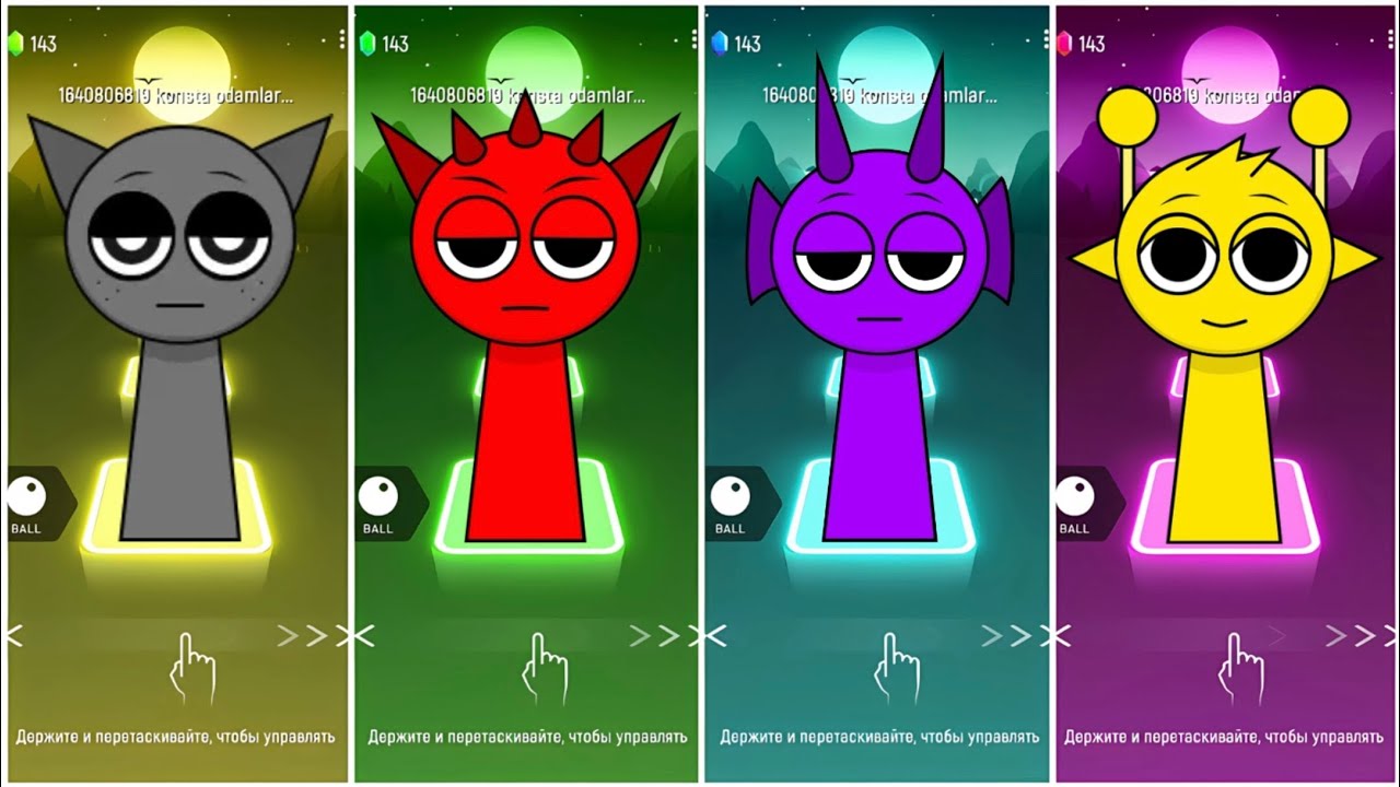 Gray🆚Raddy🆚Durple🆚Simon | Sprunki Tiles Hop Clash!