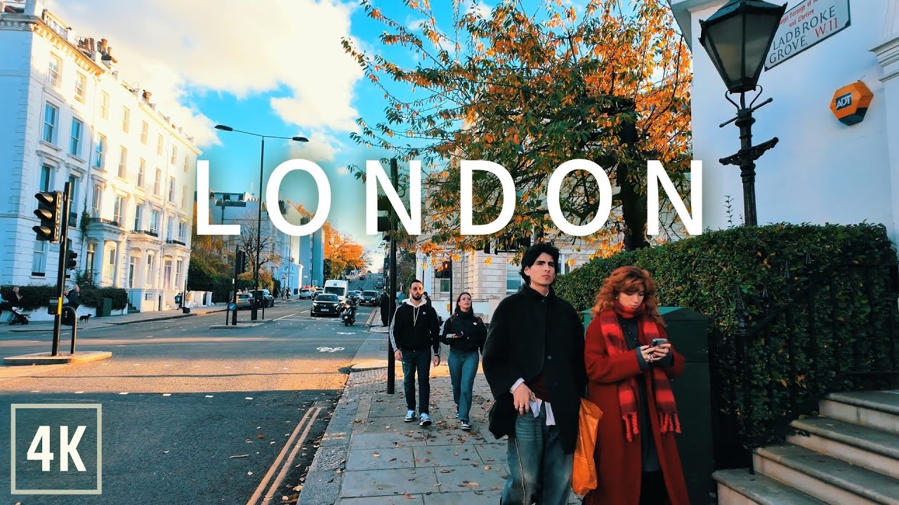 🇬🇧 London Autumn Walk 🍁 Notting Hill to Kensington 4K
