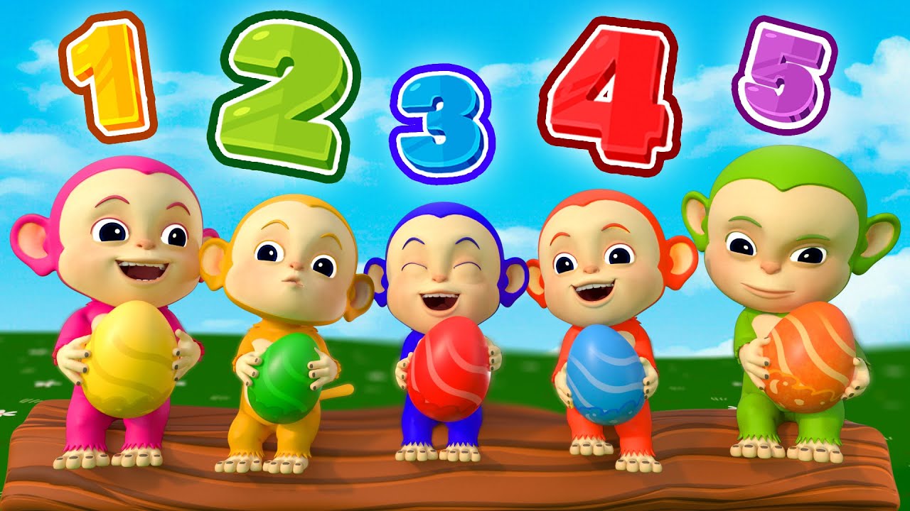 Cinco Monitos | Aprende Colores y N&uacute;meros | Canciones Infantiles | Tigo en Espa&ntilde;ol