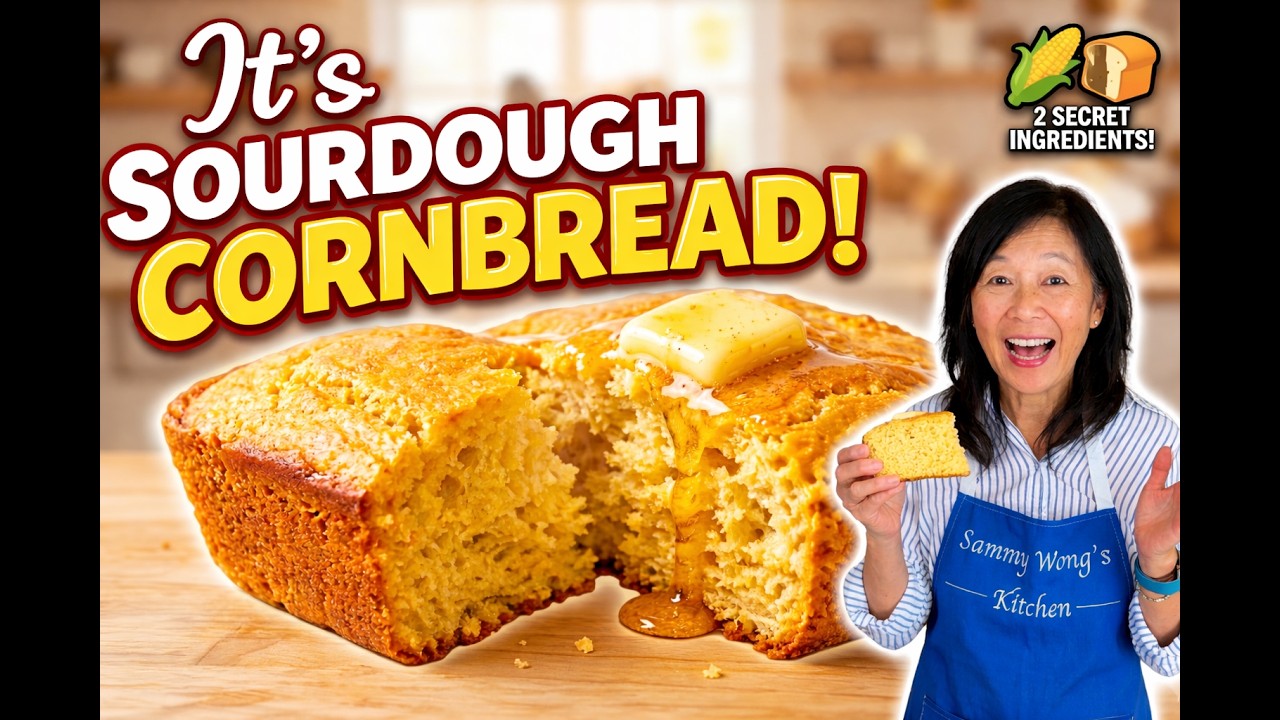 Moist & Delicious Sourdough Cornbread 🌽🍞