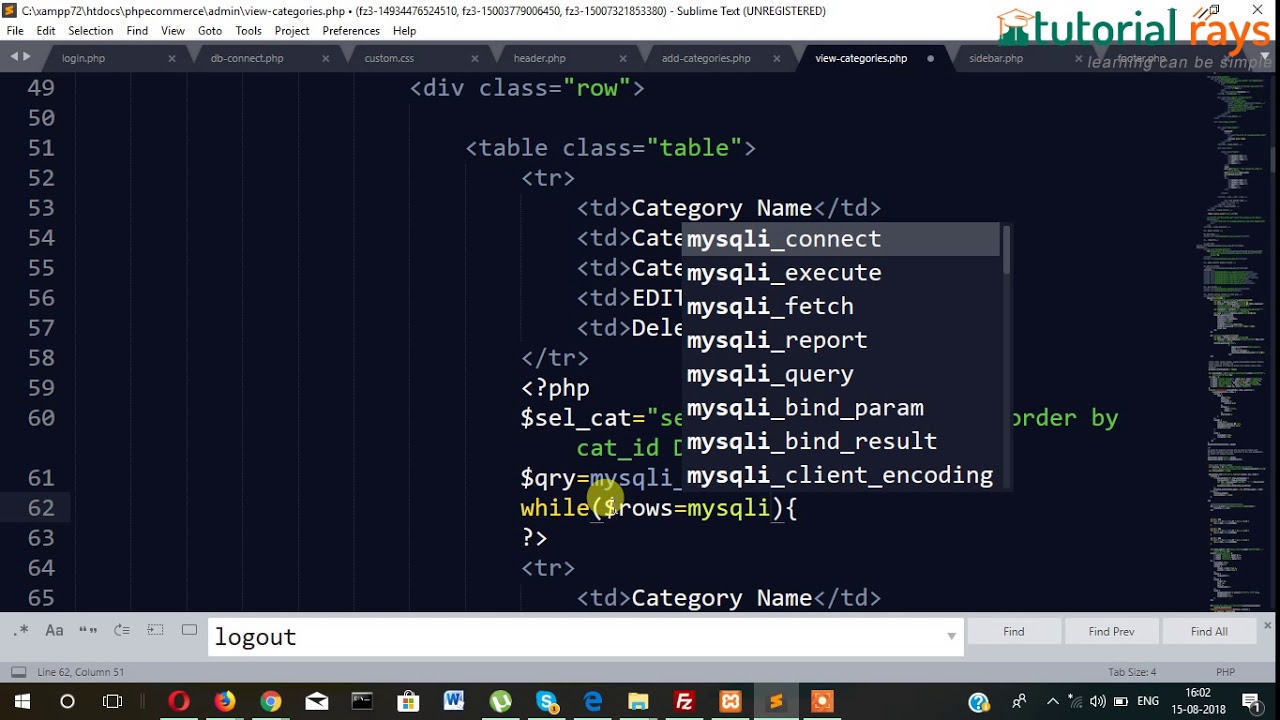 PHP/MySql e-commerce website development  part-8 | Tutorial Rays -  By Umar Rahman