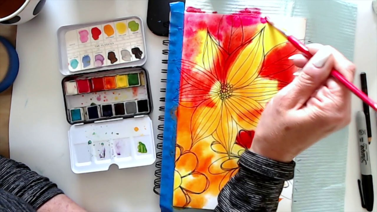 Art Journal With Bright Blooms by Tracy Weinzapfel