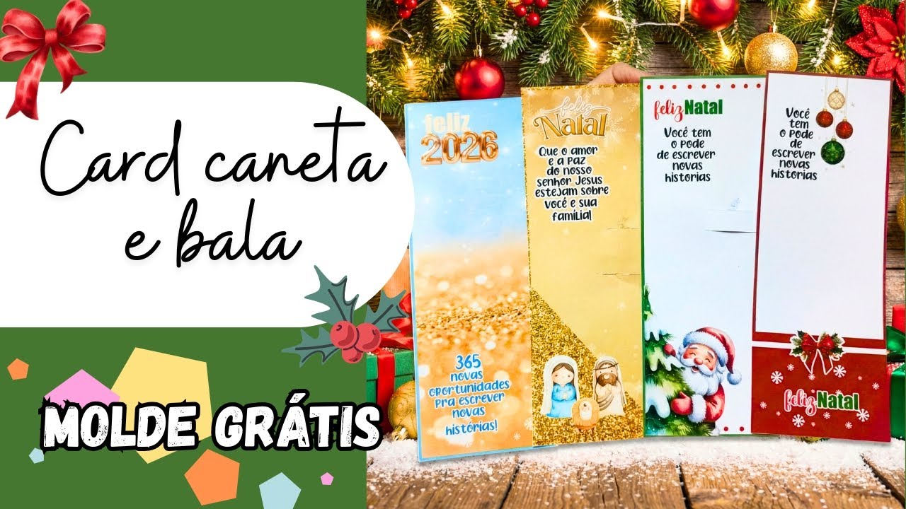 Molde grátis card pra caneta e bala Natal e Ano novo 🎉
