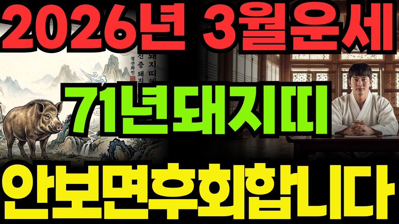 [71년돼지띠26년3월운세]안보면100%후회하는1971년신해생돼지띠26년3월운세