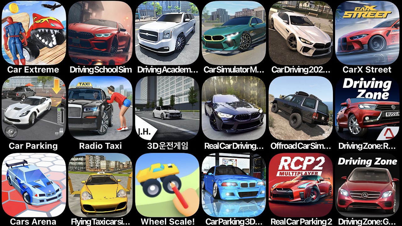 Car Extreme,Driving School,Driving Academy,Car Parking 3D,Cars Arena,Real Car Parking,Taxi Radio