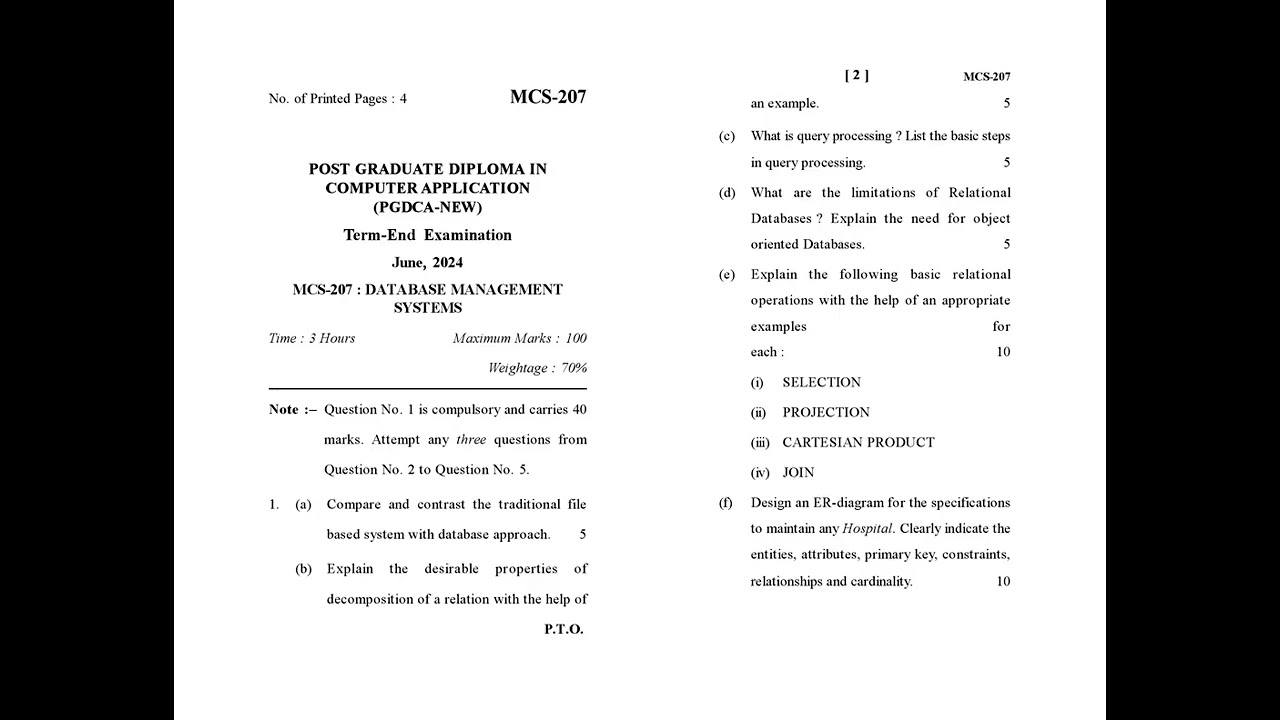 MCS - 207  June 2024 Question Paper