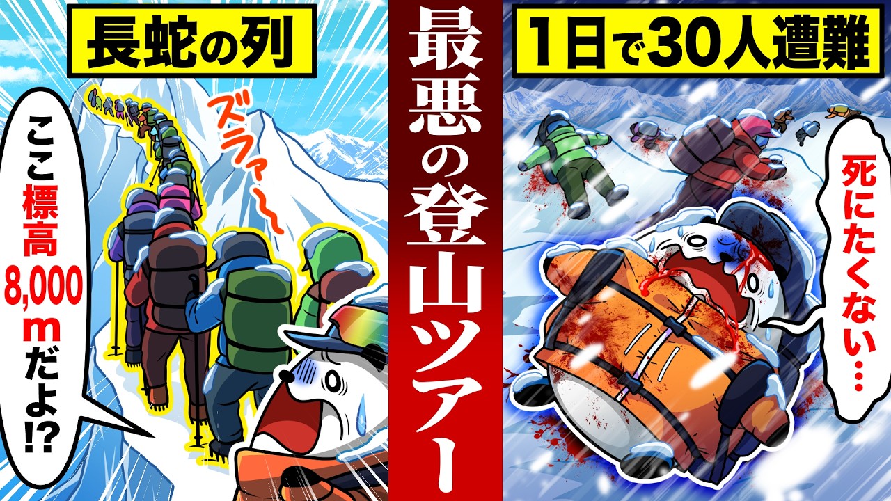 【エベレスト大量遭難事件】1996年に起きた史上最悪の登山ツアー事故とは【アニメ】