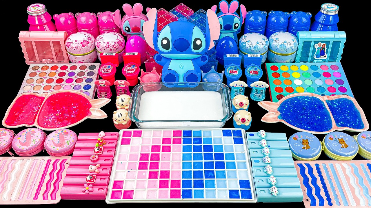 PINK vs BLUE STITCH 💙💖 Ultimate Slime Battle | Mixing Everything Into Glossy Slime ASMR
