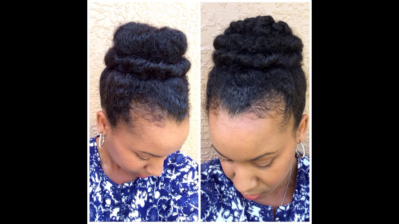 Natural Hair|Two High Buns on short/medium length