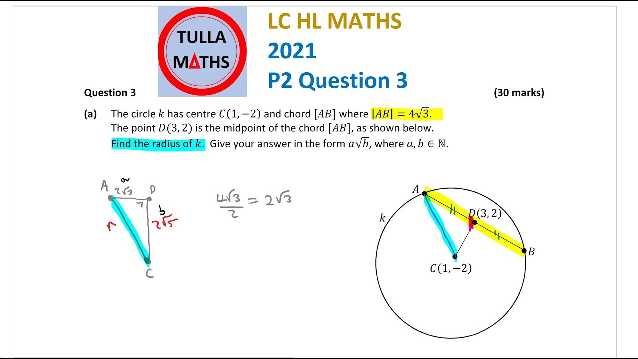 Leaving Cert Maths 2021 Paper 2 Question 3 Higher Level (Solution)