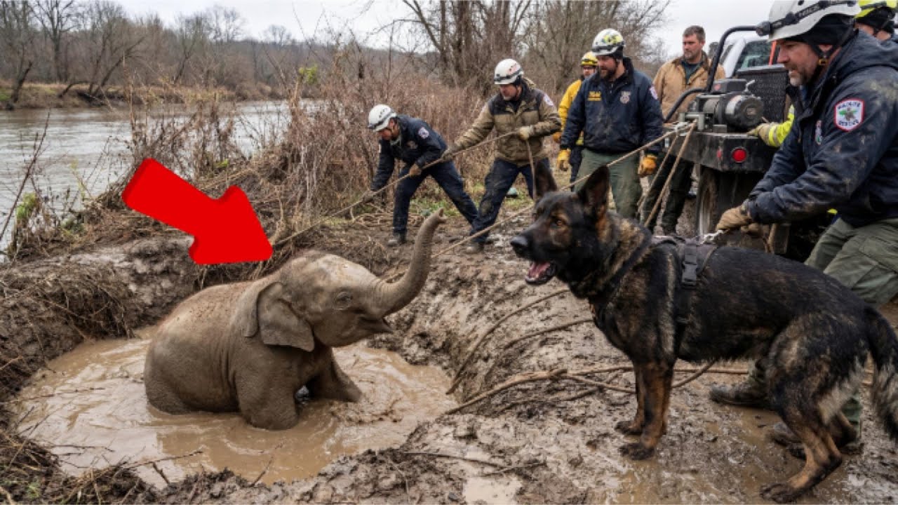 They Tried to Pull the Elephant Out—But the Dog Wouldn’t Move an Inch.