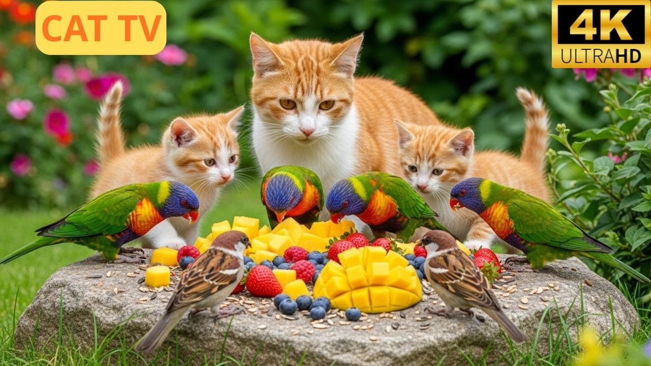 Cat TV for Cats to Watch🌿Mischievous Birds and a Surprised Little Squirrel Deep in the Forest | 4K