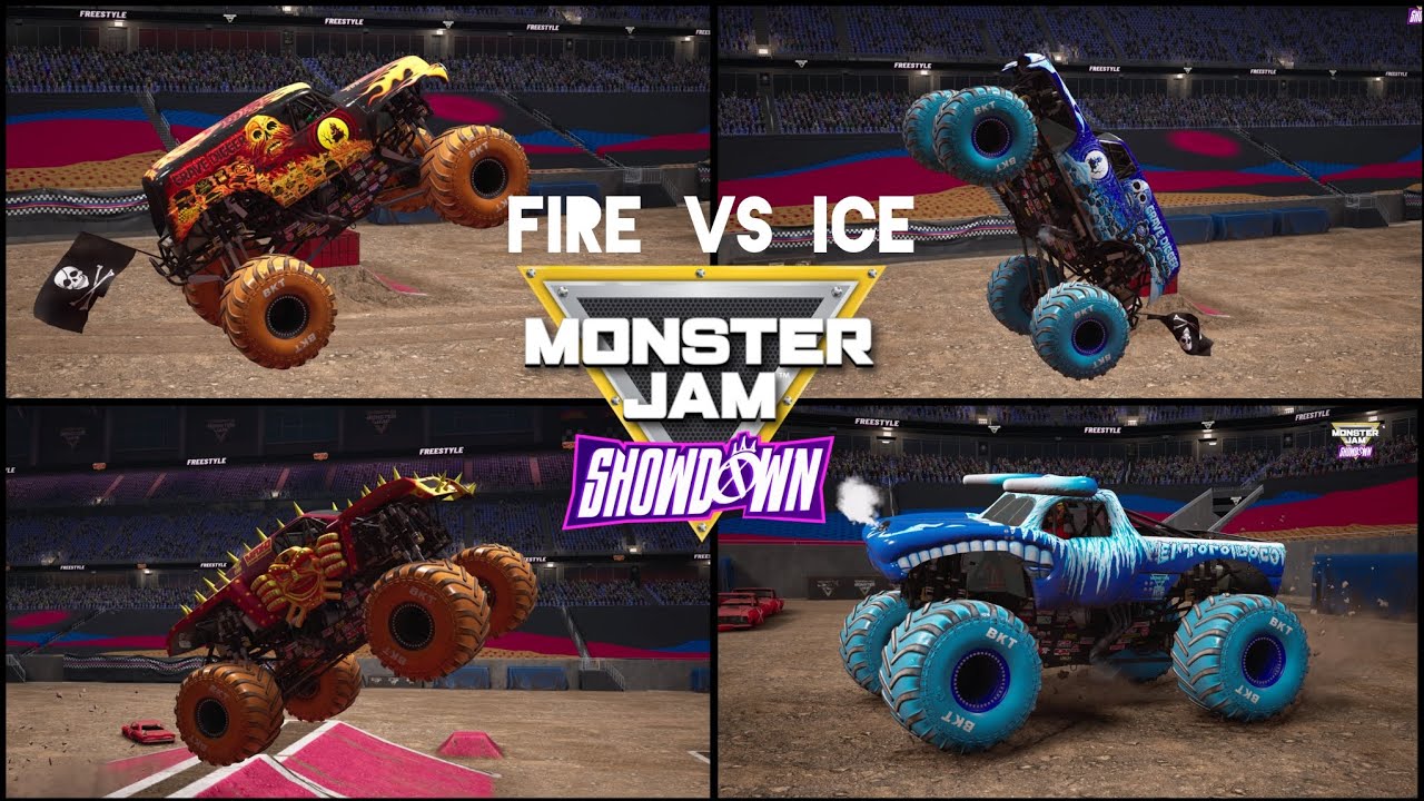 Monster Jam Showdown - Fire Vs Ice 14 Truck Freestyle (Sunring Stadium)