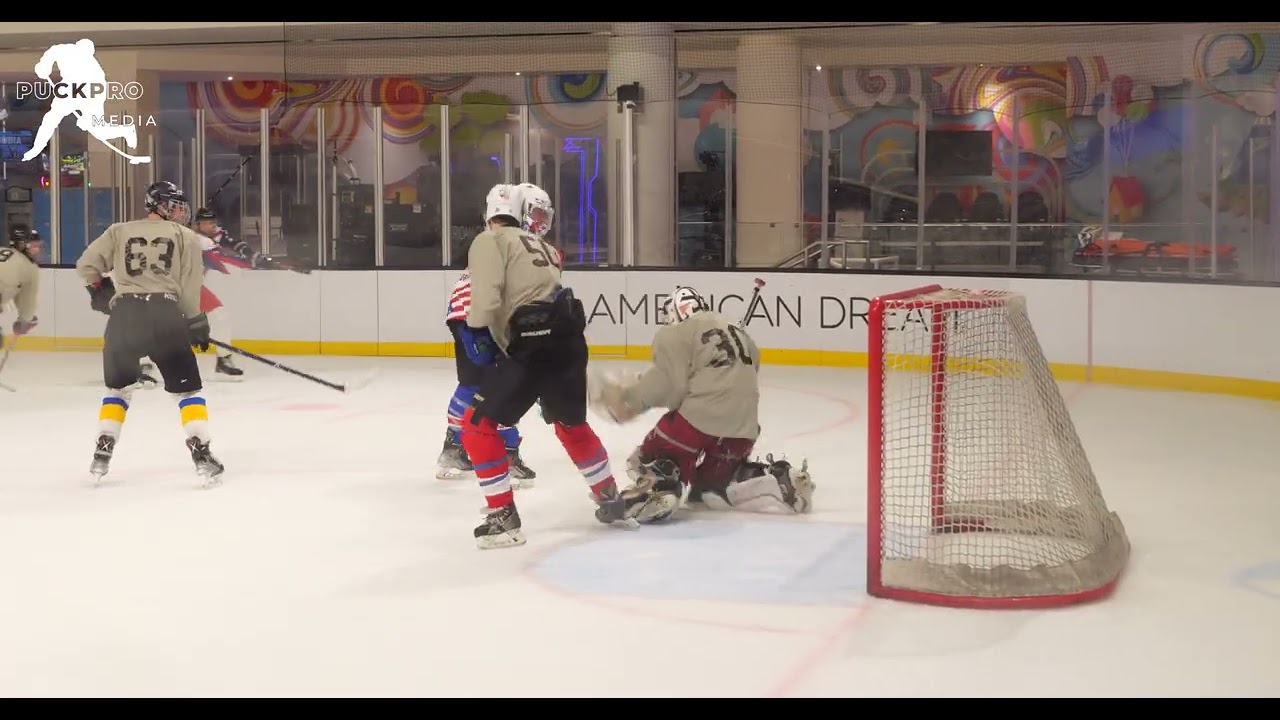 Ice hockey Dream League action Hoboken White Rockets vs Grey 12-8 final.
