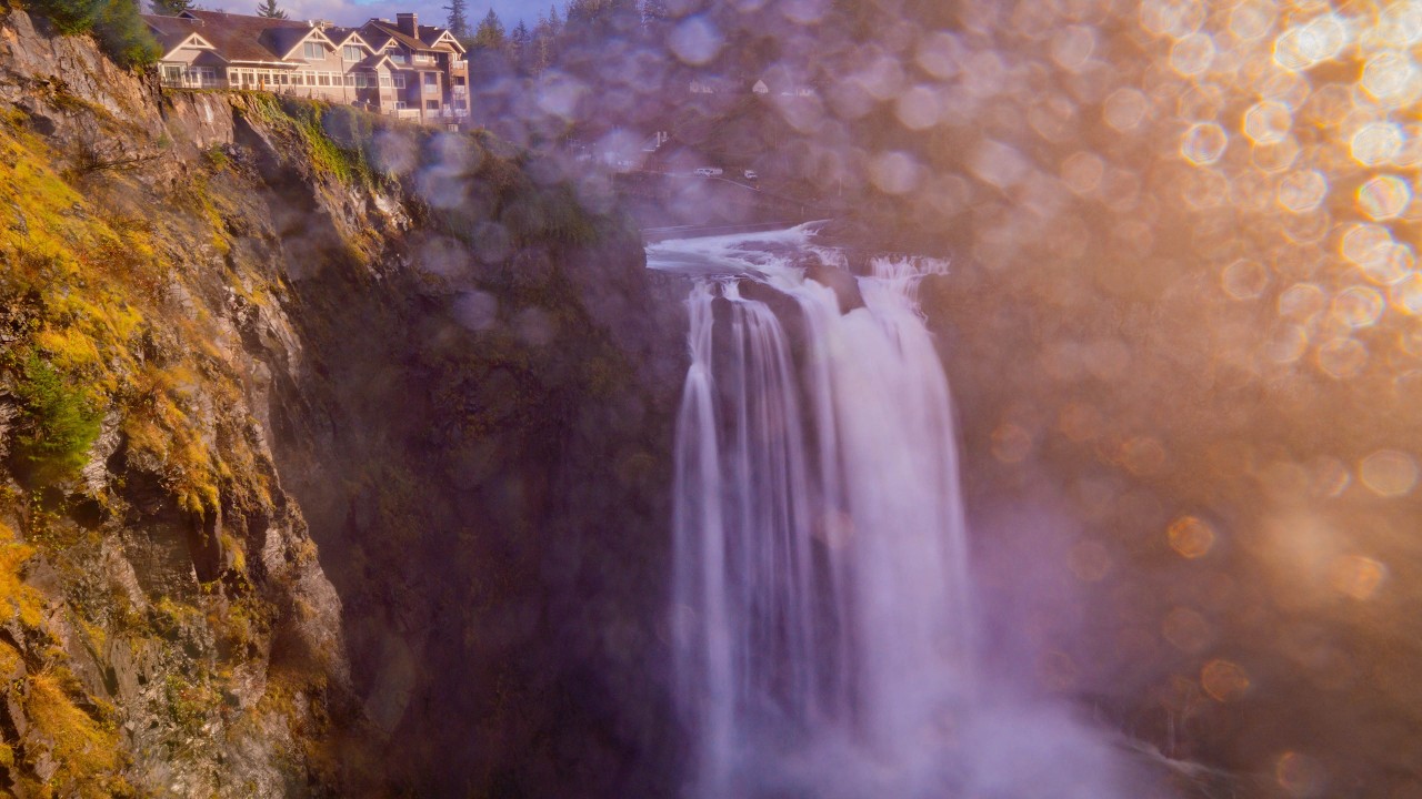 Twin Peaks Mystical Falls 🌫️ Snoqualmie Falls 8K | Waterfall Sounds & Ambient Music | Ep. 1