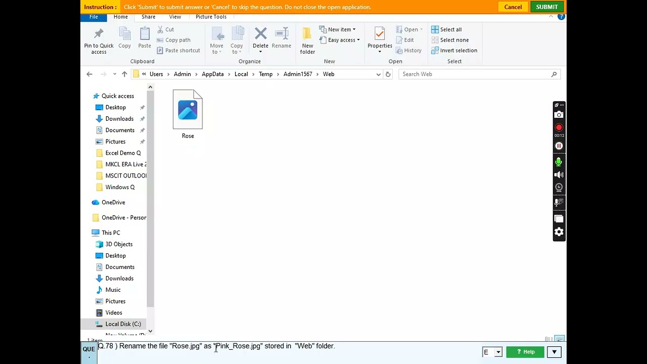 win Q 78 Rename the file 
