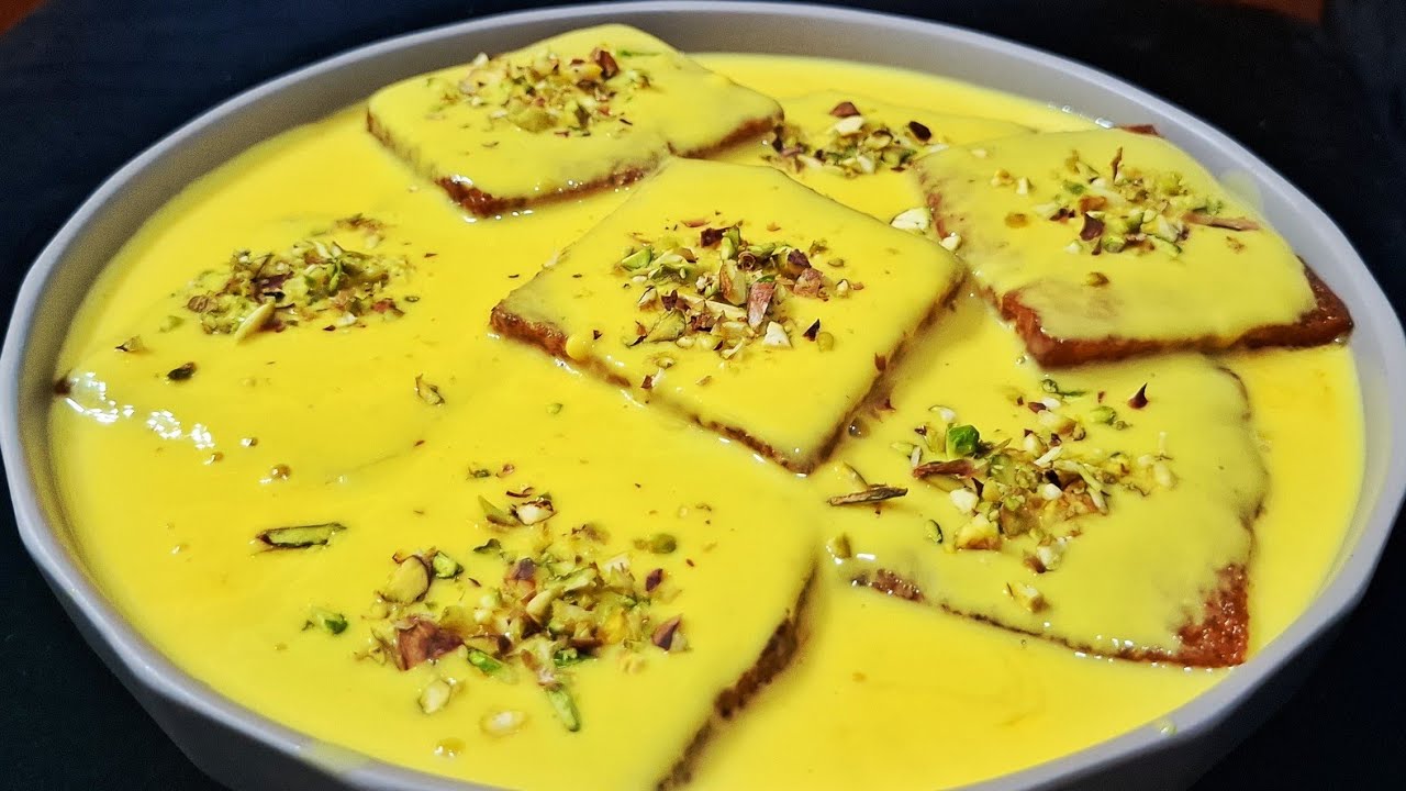Only milk and bread dessert ঈদ স্পেশাল কাস্টার্ড পাউডার আর ব্রেড  দিয়ে শাহী টুকরা ডেজার্ট রেসিপি //