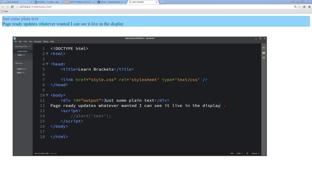 How to use brackets to make a website