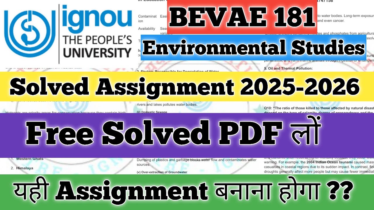 IGNOU BEVAE 181 Free Solved Assignment 2025-2026 BEVAE 181 Solved Assignment July 2025 January 2026