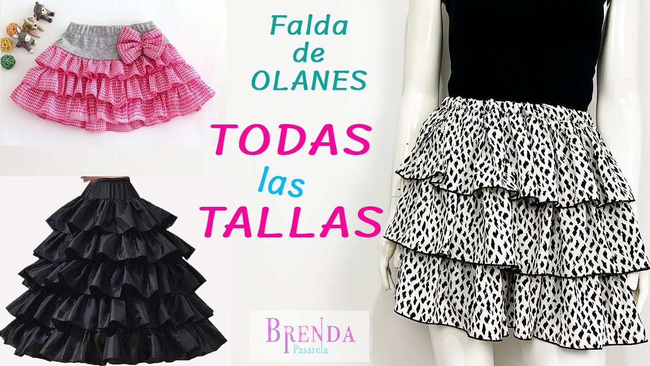 4 COMO HACER una falda de OLANES (volantes) / TODAS las TALLAS / Patronaje /DIY/ Brenda Pasarela