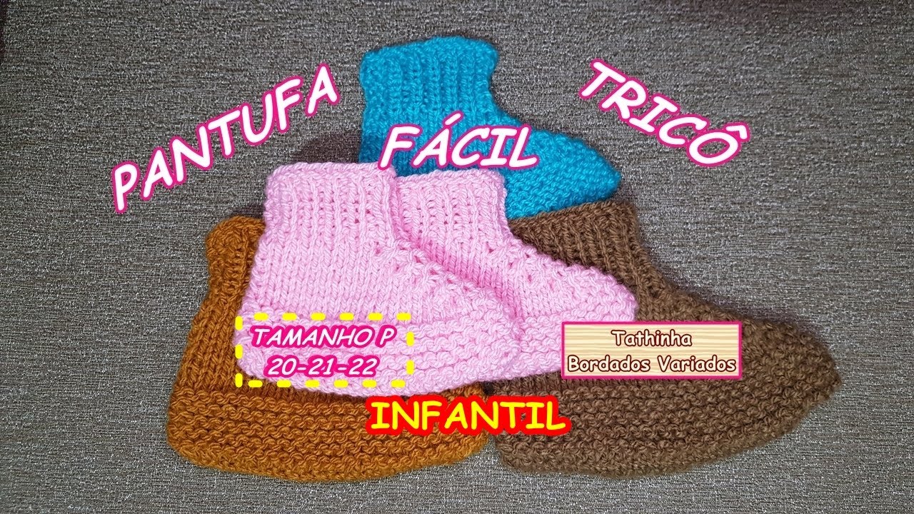 *282* BOTINHA DE LÃ OU PANTUFA EM TRICÔ TAM. P INFANTIL * TATHINHA