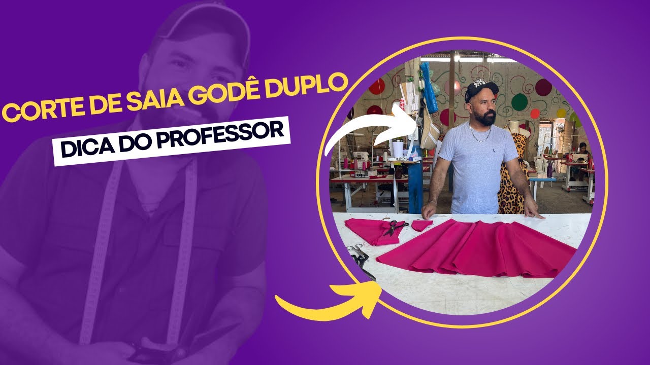 CORTE DE SAÍA GODÊ DUPLO DIRETO NO TECIDO DICA DO Professor#dicasincriveis #costurando #presencial