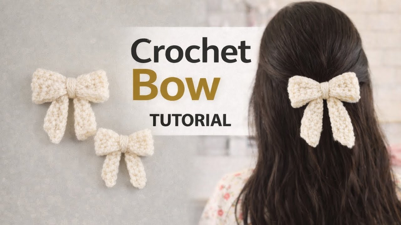 🔥Beautiful Crochet 🎀Hair Bow 🎀Step-by-Step Tutorial l AJcraftree 💜