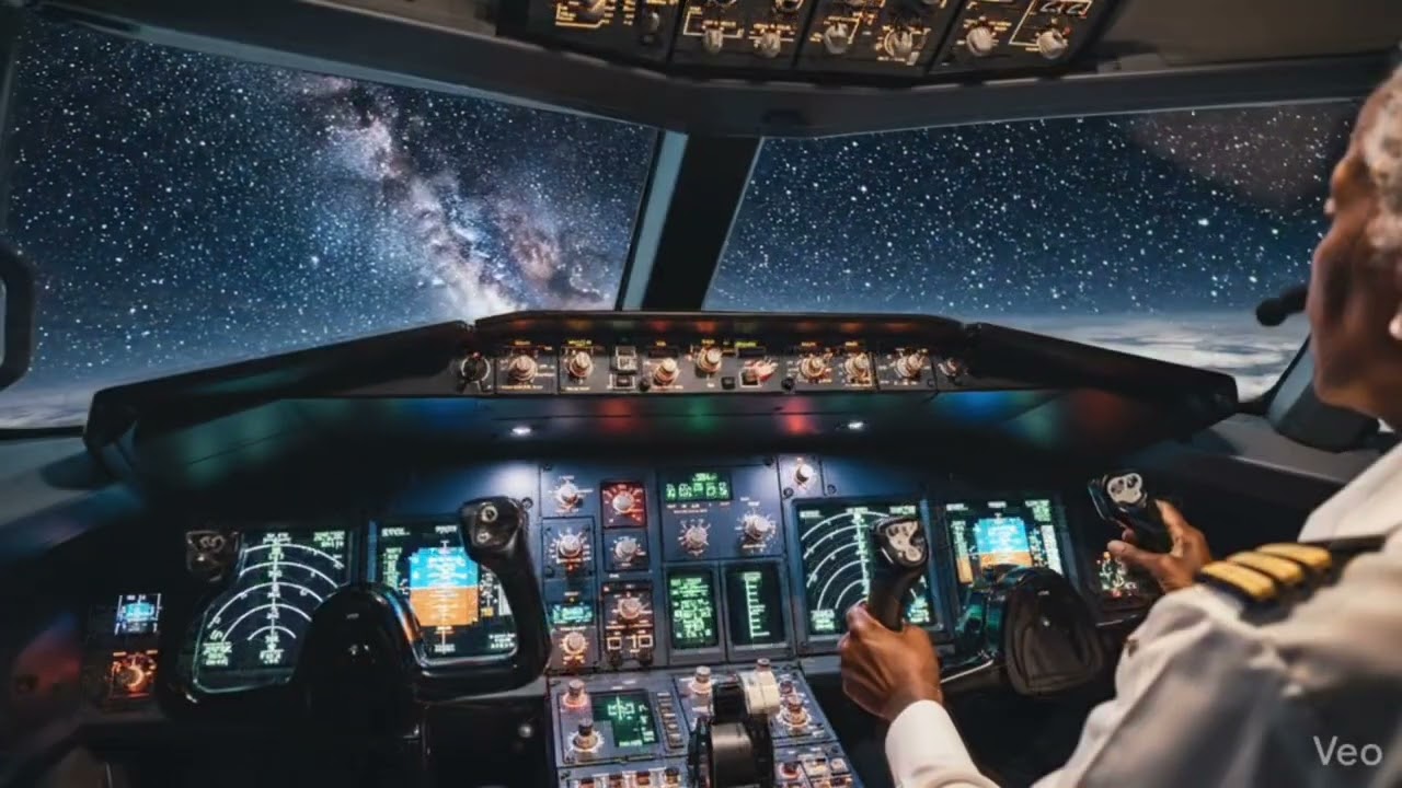 Night Flight Cockpit View 4K | Pilot POV & Starry Sky (Dark Screen for Sleep) ✈️🌌