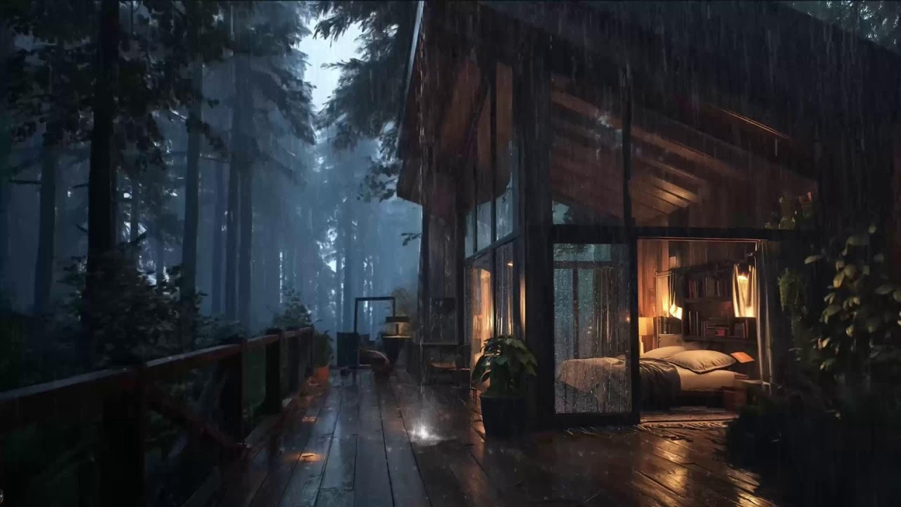 Soft Night Jazz & Forest Rain 🌙 Cozy Rainy Night Ambience Series #2