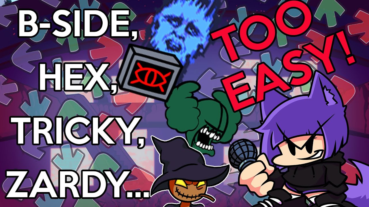 Rhythm game veteran vs. TRICKY, HEX, ZARDY & B-Side! (Friday Night Funkin Modded Playthrough)