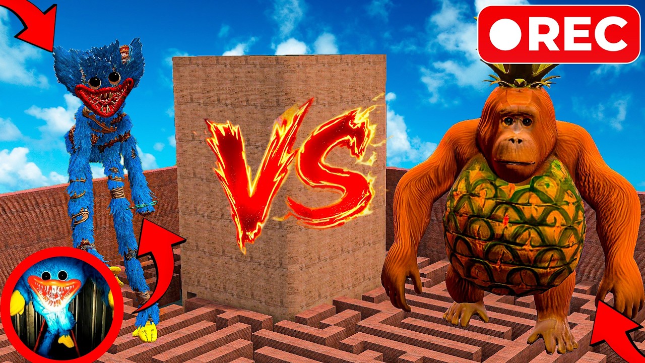 POPPY PLAYTIME CHARTER 5 HUGGY WUGGY VS MEGA STRONG ORANGUTNI on GIANT MAZE in Garry's Mod !!!