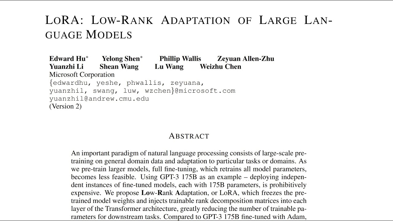 LoRA: Low-Rank Adaptation of LLMs Explained