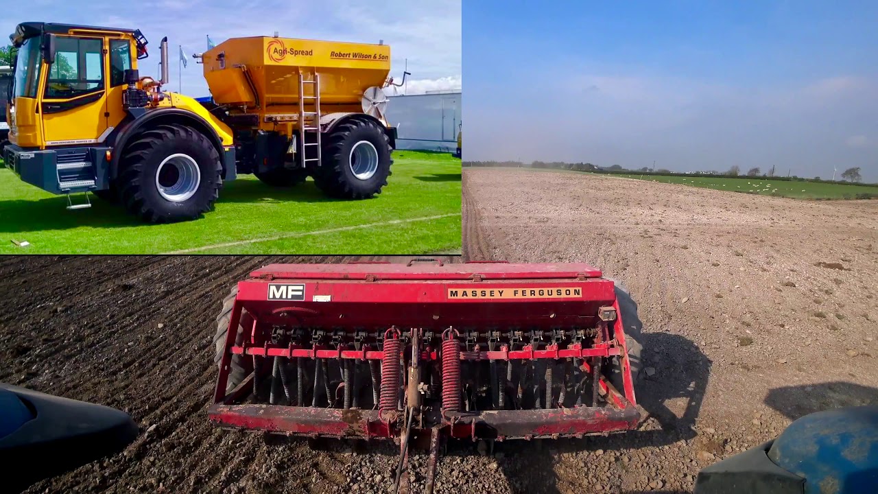 Sowing Barley/Grass seed with 40 year old Massey Ferguson 30 grain Drill.24th April 2019. 4K Video