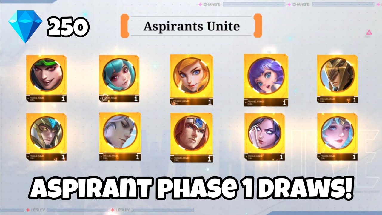 20 Draws using 250 Diamonds 💎| Aspirant Phase 1 | MLBB