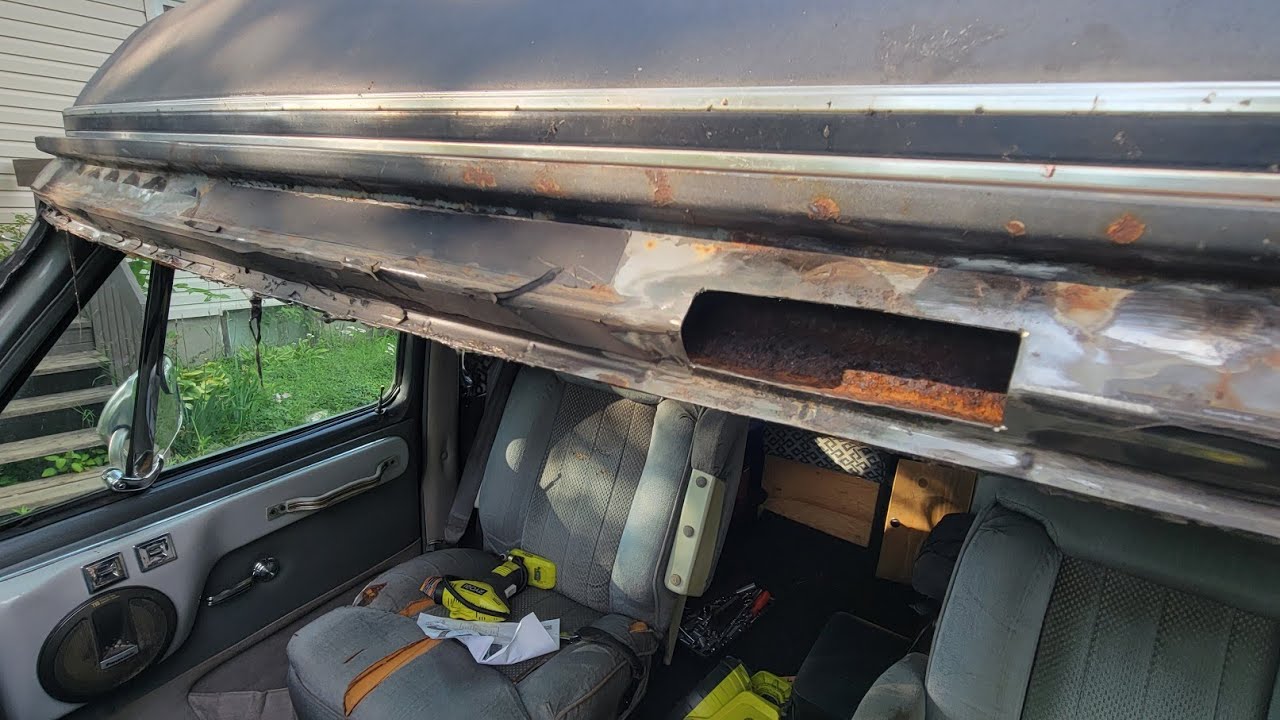 gmc vandura windshield frame repair and prepping for vanmania !