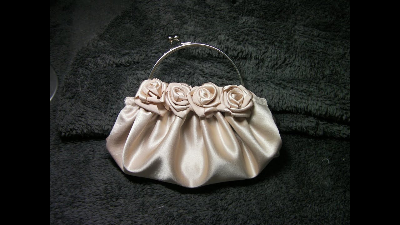 DIY COMO HACER UN BOLSO DE ROSAS EN  RASO BEIGE - HOW TO MAKE A ROSE SATIN BEIGE PURSE