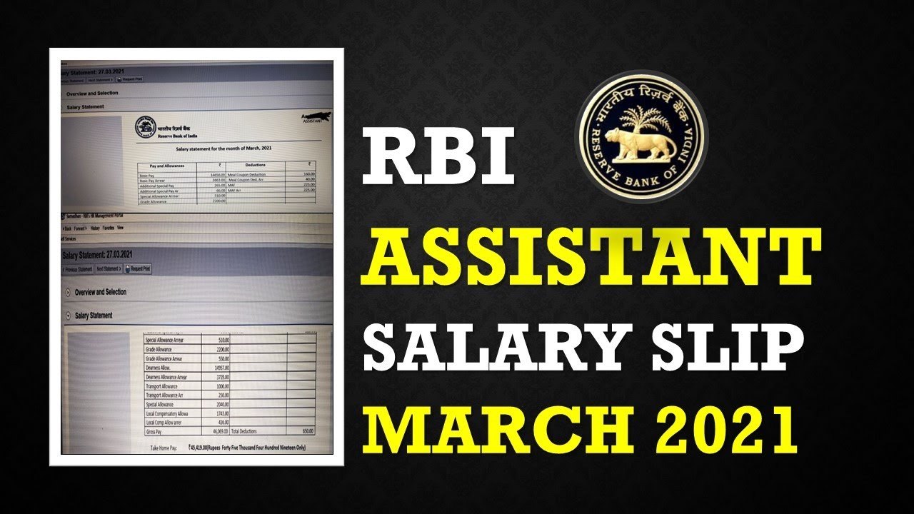 RBI ASSISTANT 2021 NEW JOINEE SALARY SLIP (MARCH, 2021)