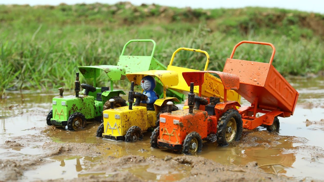 Mini Harvester Paddy Rice Cutting And Mt Tractor Rice Loading | Mini Tractor | CS Toy