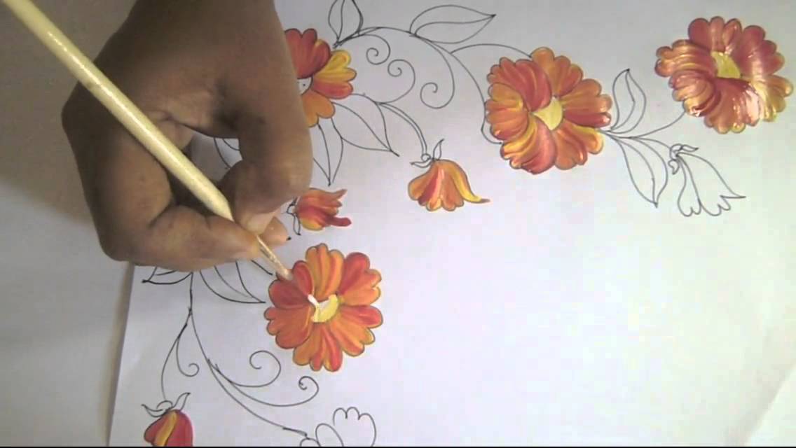 Fabric Painting- bed sheet Painting-corner designs By Premlata