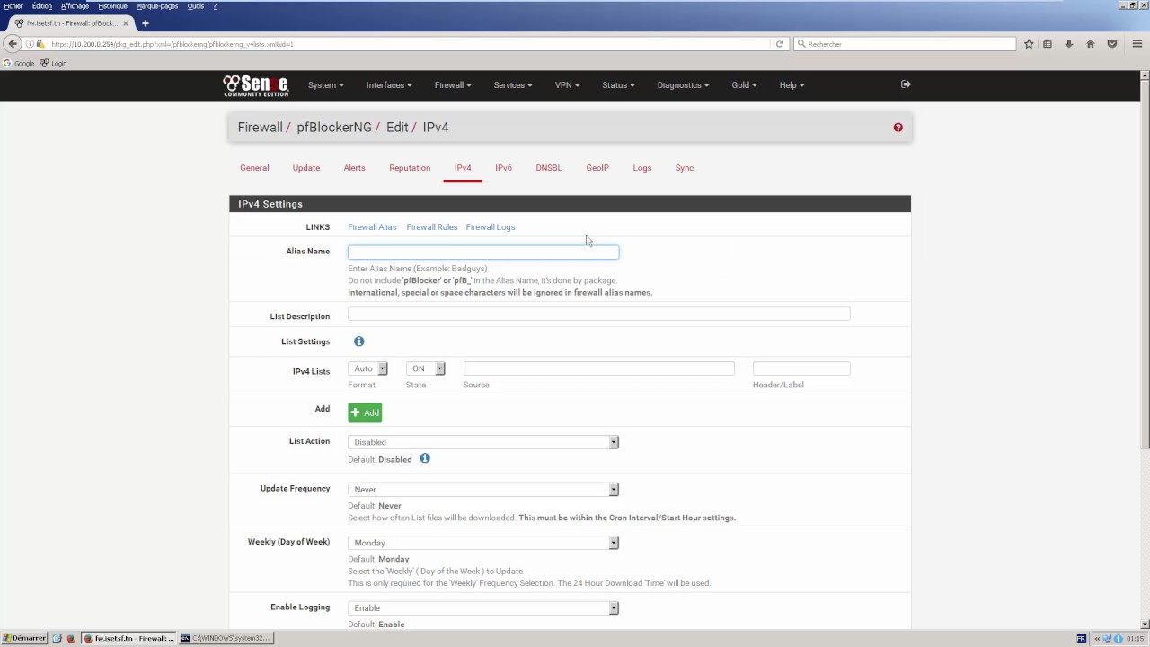 16 - Utilisation de PFSense et du module PFBlockerNG pour le blocage de sites